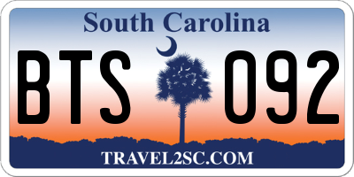 SC license plate BTS092