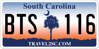SC license plate BTS116