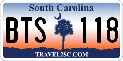SC license plate BTS118