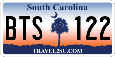 SC license plate BTS122