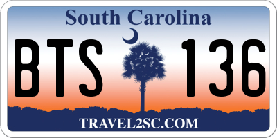 SC license plate BTS136