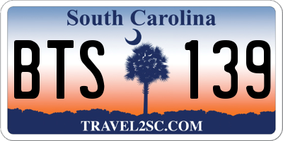 SC license plate BTS139