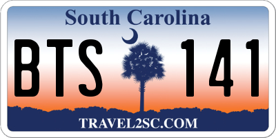SC license plate BTS141
