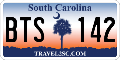 SC license plate BTS142