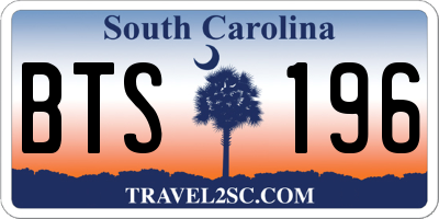 SC license plate BTS196