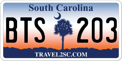 SC license plate BTS203