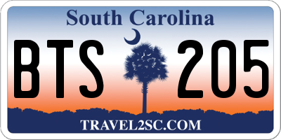 SC license plate BTS205
