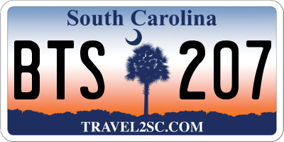 SC license plate BTS207