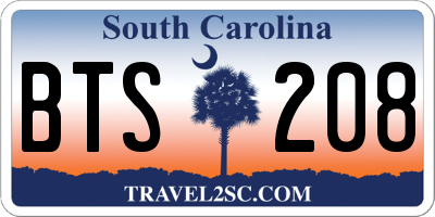 SC license plate BTS208