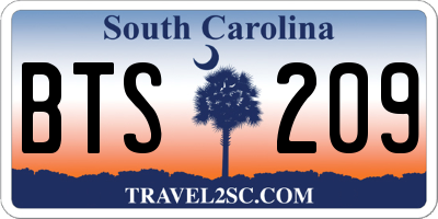 SC license plate BTS209
