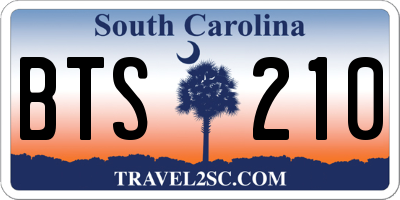 SC license plate BTS210