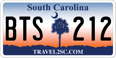 SC license plate BTS212