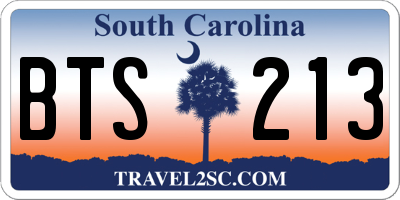 SC license plate BTS213