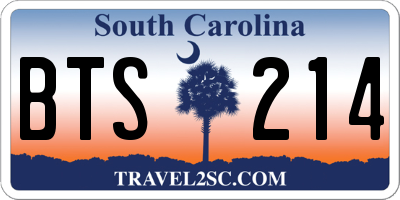 SC license plate BTS214