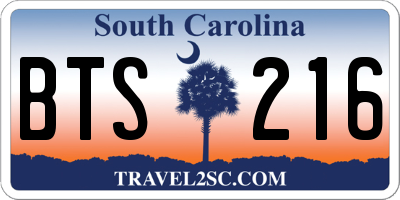 SC license plate BTS216