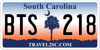 SC license plate BTS218