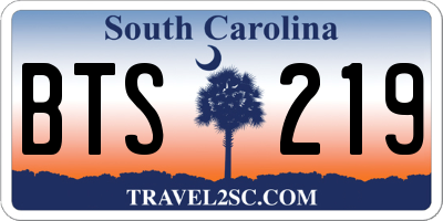 SC license plate BTS219