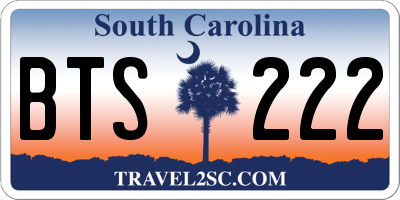 SC license plate BTS222
