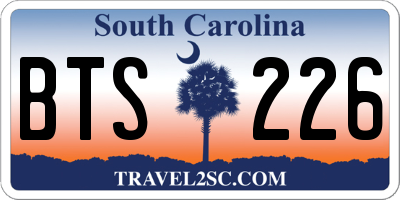 SC license plate BTS226