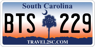 SC license plate BTS229
