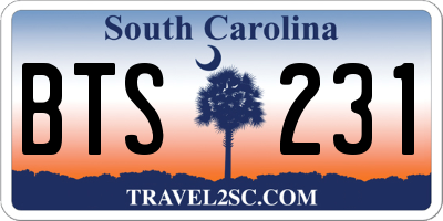 SC license plate BTS231