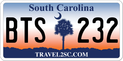 SC license plate BTS232