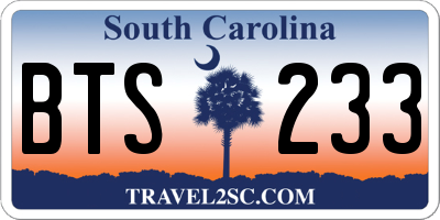 SC license plate BTS233
