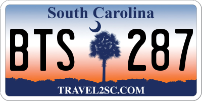 SC license plate BTS287