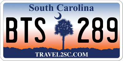 SC license plate BTS289