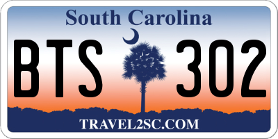 SC license plate BTS302