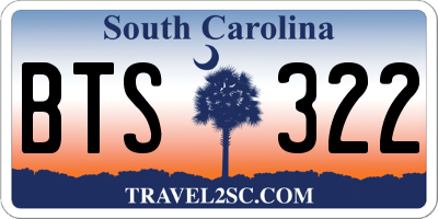 SC license plate BTS322
