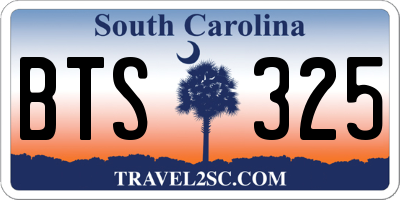 SC license plate BTS325