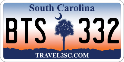 SC license plate BTS332