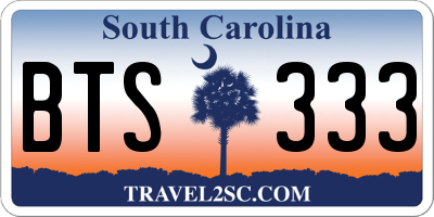 SC license plate BTS333
