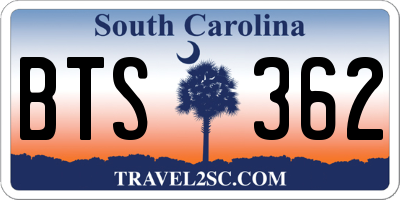 SC license plate BTS362