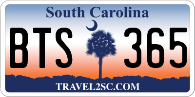 SC license plate BTS365