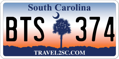 SC license plate BTS374