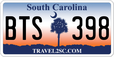 SC license plate BTS398