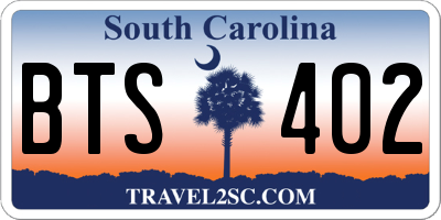 SC license plate BTS402