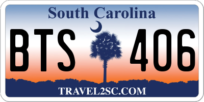 SC license plate BTS406