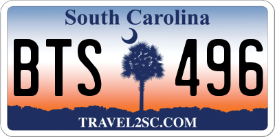 SC license plate BTS496
