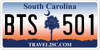 SC license plate BTS501