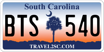 SC license plate BTS540