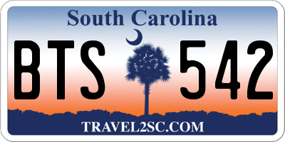 SC license plate BTS542