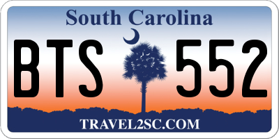 SC license plate BTS552
