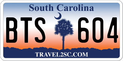 SC license plate BTS604