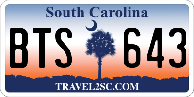 SC license plate BTS643