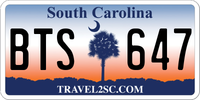 SC license plate BTS647