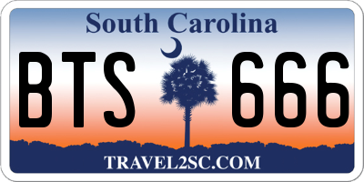 SC license plate BTS666