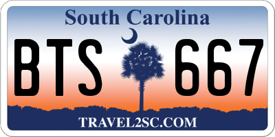 SC license plate BTS667